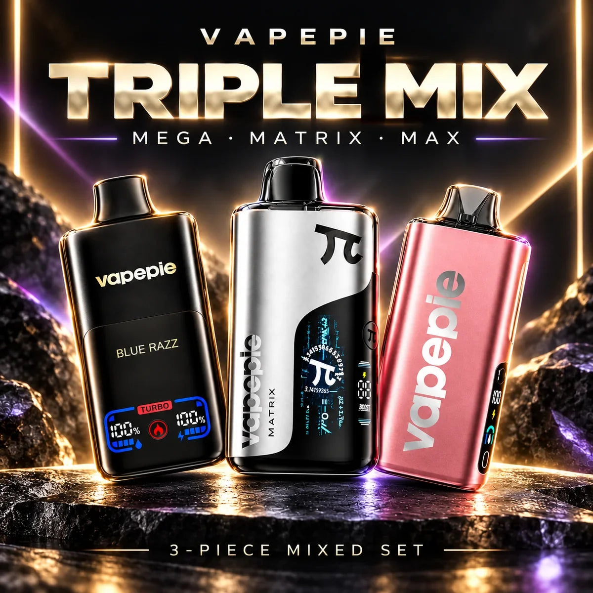 VAPEPIE 3-PACK MEGA 70000 +MATRIX 50000 +MAX 40000 PUFFS